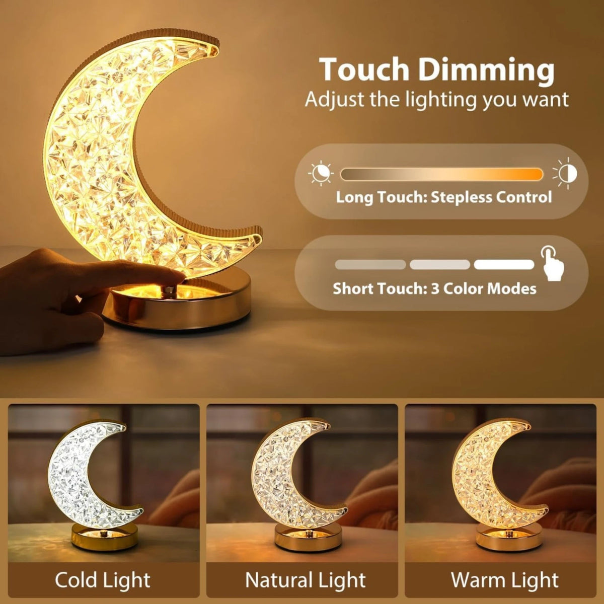 Rechargeable Crystal Moon Lamp